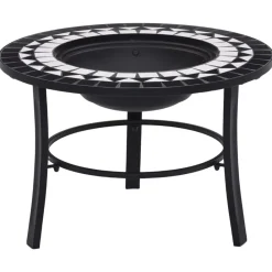 VidaXL Chauffage D’Extérieur | - Foyer mosaïque noir et blanc 68 cm céramique