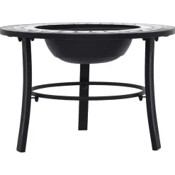 VidaXL Chauffage D’Extérieur | - Foyer mosaïque noir et blanc 68 cm céramique