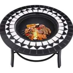 VidaXL Chauffage D’Extérieur | - Foyer mosaïque noir et blanc 68 cm céramique