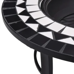 VidaXL Chauffage D’Extérieur | - Foyer mosaïque noir et blanc 68 cm céramique