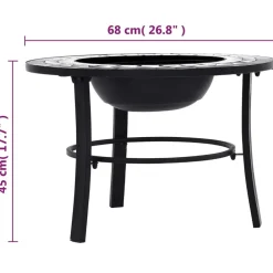VidaXL Chauffage D’Extérieur | - Foyer mosaïque noir et blanc 68 cm céramique