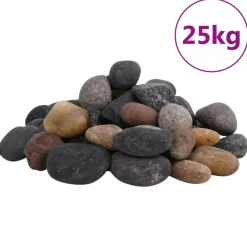 Vidaxl Plantes Et Décoration | - Galets polis 25 kg multicolores 5-8 cm