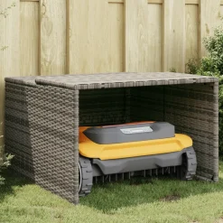 Vidaxl Tondeuses | - Garage pour robot tondeuse gris 86x90x52/57 cm résine tressée