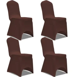 VidaXL Entretien Du Mobilier | - Housse de chaise extensible 4 pcs marron