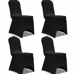 VidaXL Entretien Du Mobilier | - Housse de chaise extensible 4 pcs noir