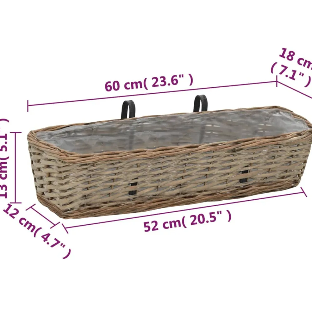 Vidaxl - Jardinière de balcon 2 pcs osier avec doublure en pe 60 cm Hot