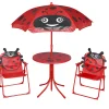 VidaXL - Jeu de bistro avec parasol pour enfants 3 pcs rouge Outlet