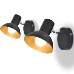 Vidaxl - Lampe murale 2 pcs pour 2 ampoules e27 noir et doré Online