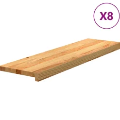 Vidaxl Objets De Décoration | - Marches d'escalier 8 pcs marron clair 90x30x2 cm chêne massif