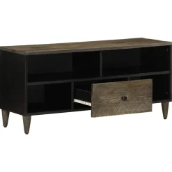 Vidaxl - Meuble tv noir 100x33x46 cm bois massif de manguier New