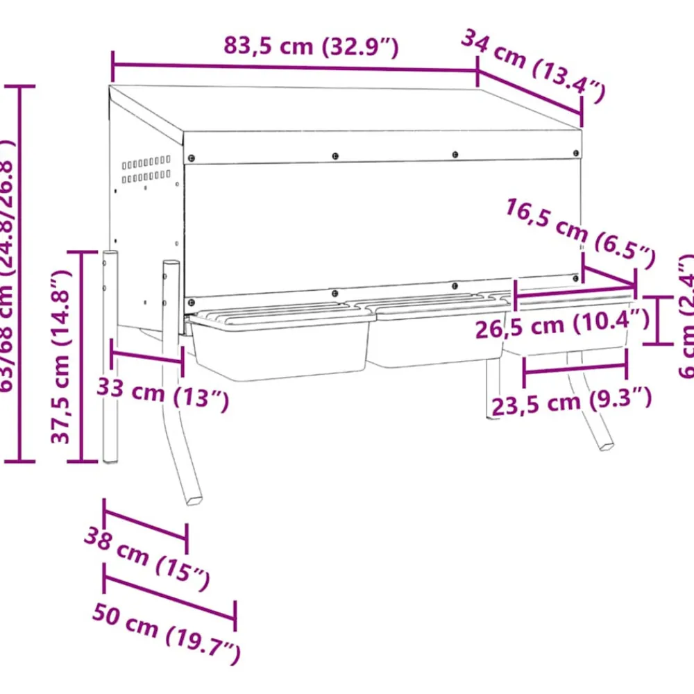 VidaXL Poulaillers, Clapiers Et Accessoires | - Nichoir à poules3 compartiments avec pieds en acier galvanisé