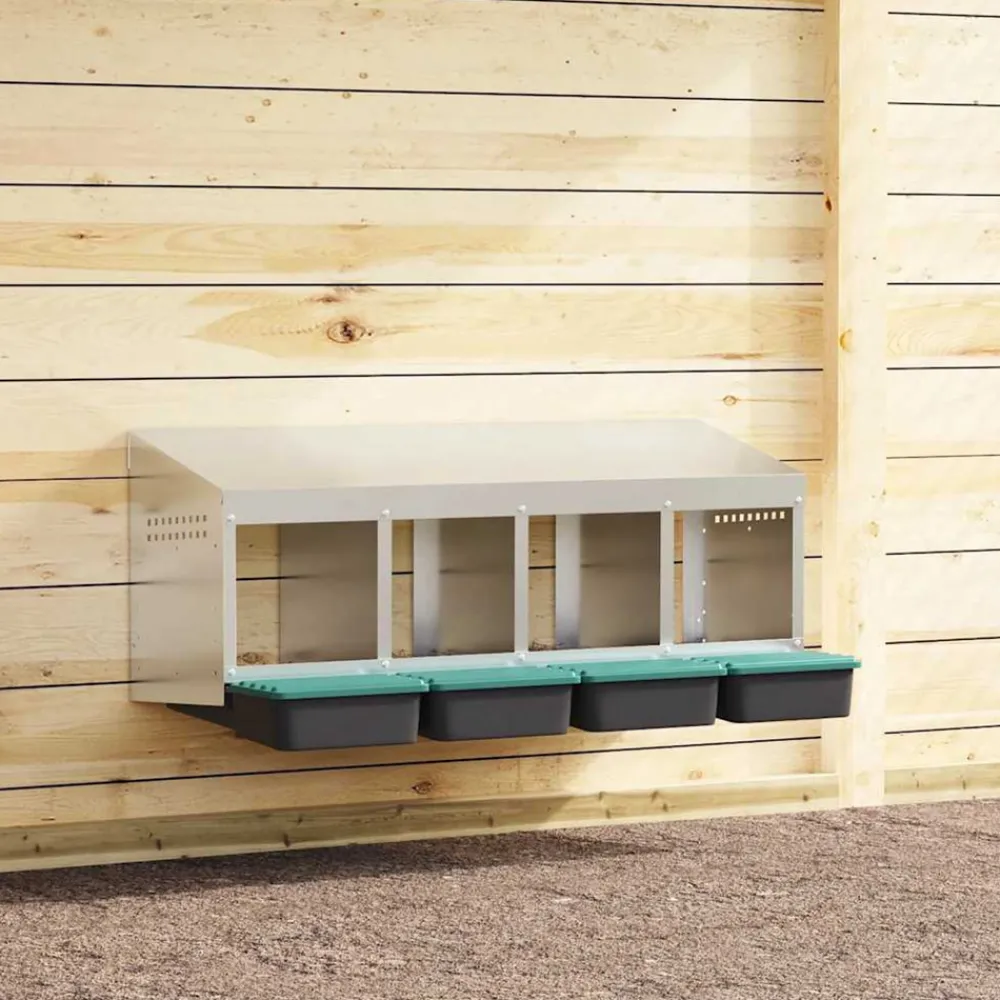 Vidaxl Poulaillers, Clapiers Et Accessoires | - Nichoir à poules4 compartiments, fixation murale, acier galvanisé