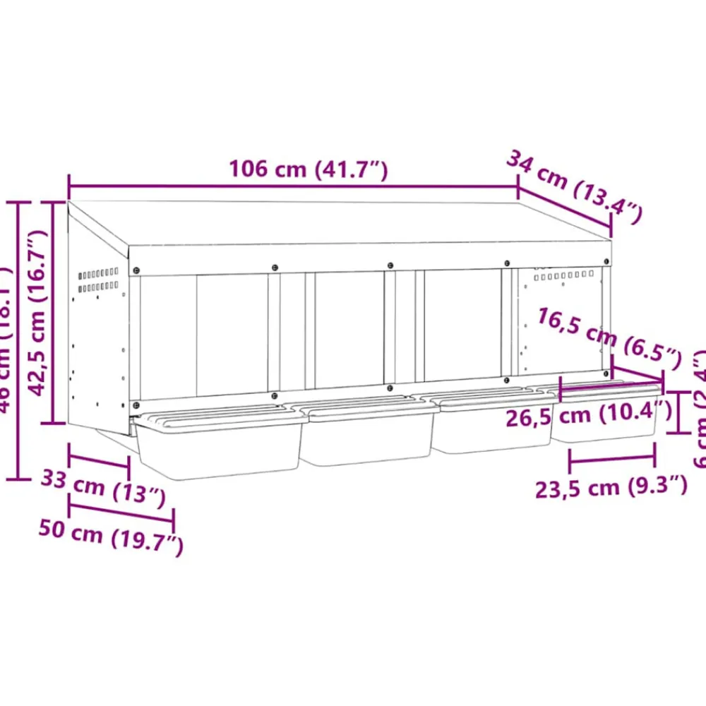 Vidaxl Poulaillers, Clapiers Et Accessoires | - Nichoir à poules4 compartiments, fixation murale, acier galvanisé