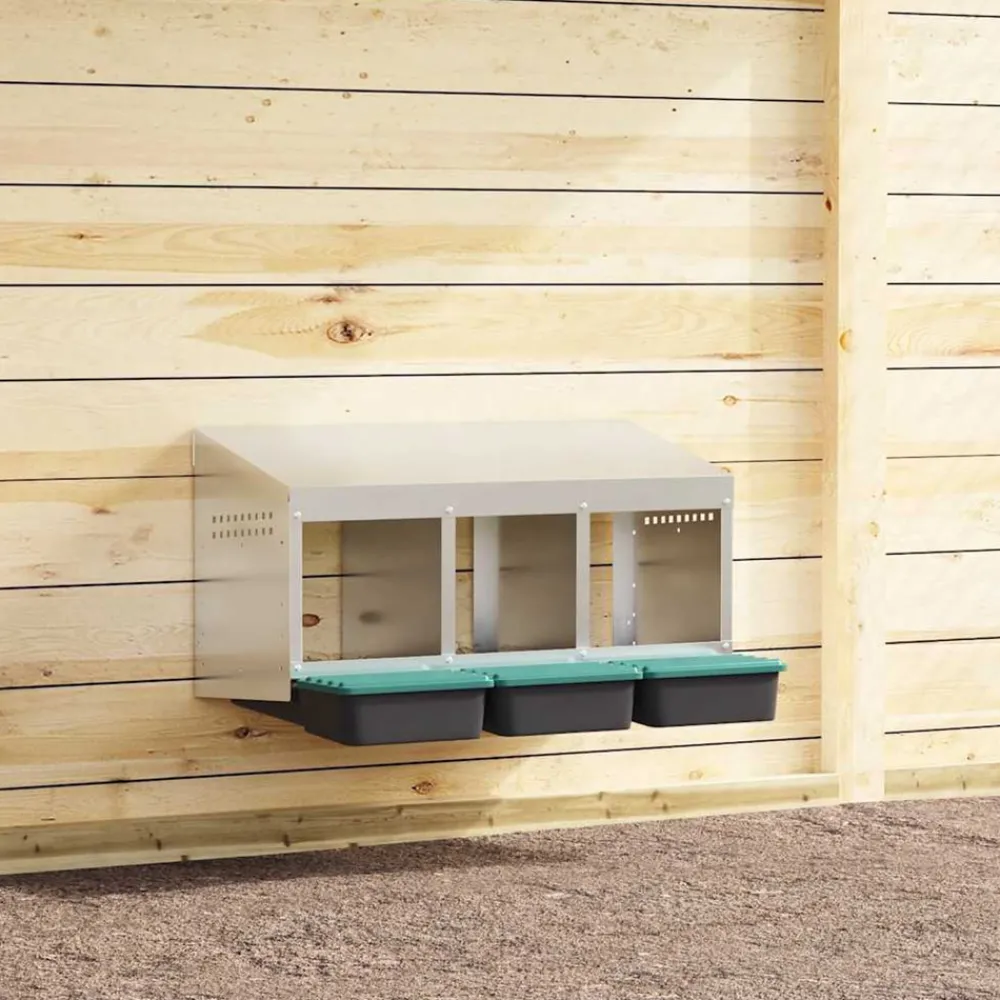 Vidaxl Poulaillers, Clapiers Et Accessoires | - Nichoir à poules3 compartiments, fixation murale, acier galvanisé