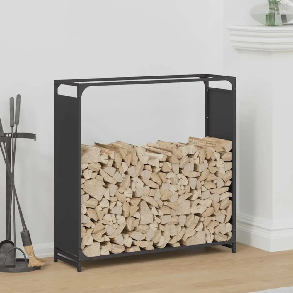 Vidaxl - Portant de bois chauffage noir 90x28x90 cm Sale