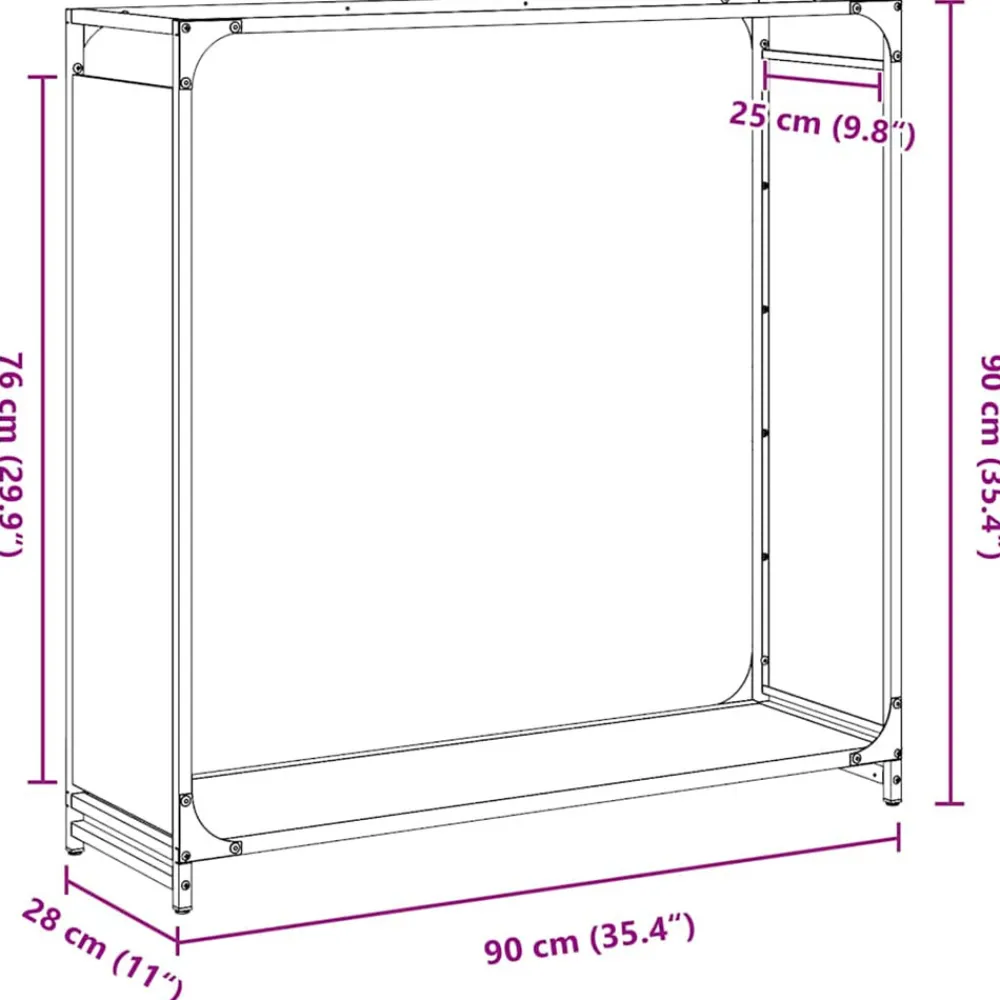 Vidaxl - Portant de bois chauffage noir 90x28x90 cm Sale