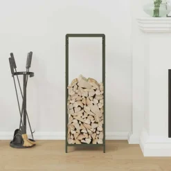VidaXL - Portant de bois chauffage vert olive 34x25x100 cm Outlet