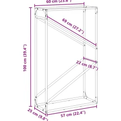 Vidaxl Bois Et Accessoires De Cheminées | - Portant de bois chauffage blanc 60x25x100 cm