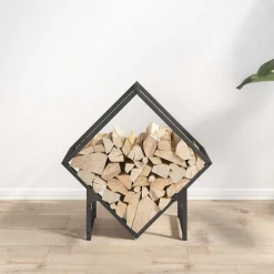 VidaXL - Portant de bois chauffage noir 50x25x50 cm Best