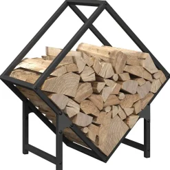 VidaXL - Portant de bois chauffage noir 50x25x50 cm Best