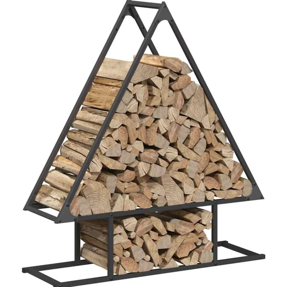 Vidaxl - Portant de bois chauffage noir 80x25x90 cm Sale