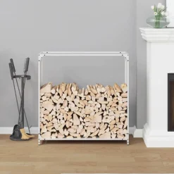 VidaXL Bois Et Accessoires De Cheminées | - Portant de bois chauffage blanc 90x28x90 cm