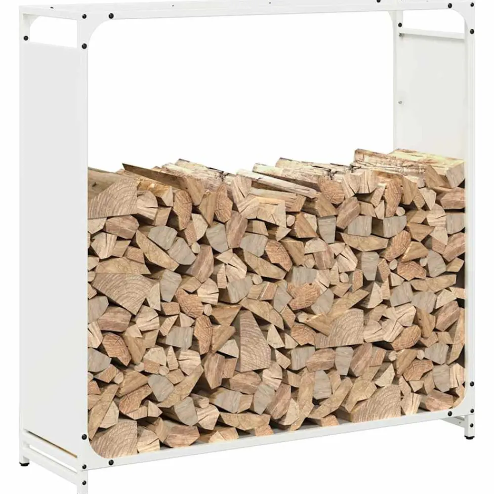 VidaXL Bois Et Accessoires De Cheminées | - Portant de bois chauffage blanc 90x28x90 cm