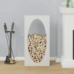 Vidaxl Bois Et Accessoires De Cheminées | - Portant de bois chauffage blanc 50x23x100 cm