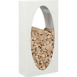 Vidaxl Bois Et Accessoires De Cheminées | - Portant de bois chauffage blanc 50x23x100 cm