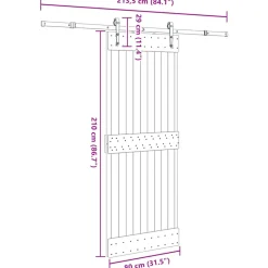 VidaXL Mercerie | - Porte coulissante et kit de quincaillerie 90x210 cm pin massif