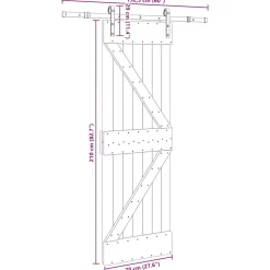 VidaXL Mercerie | - Porte coulissante et kit de quincaillerie 70x210 cm pin massif