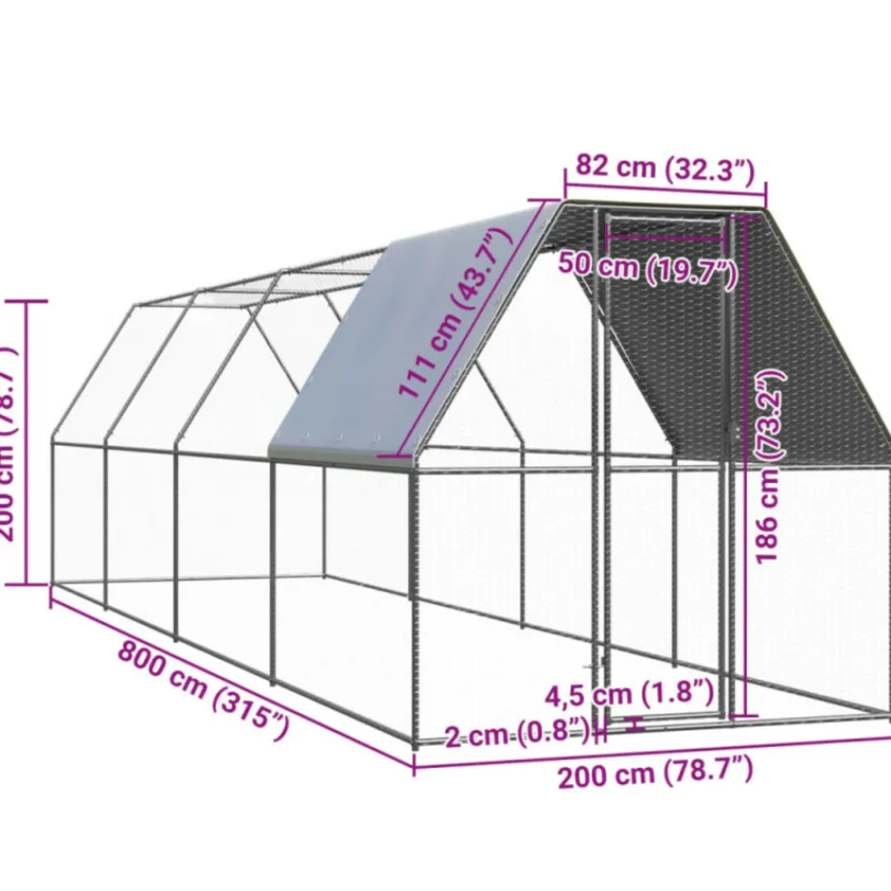 Vidaxl Poulaillers, Clapiers Et Accessoires | - Poulailler d extérieur 2x8x2 m acier galvanisé