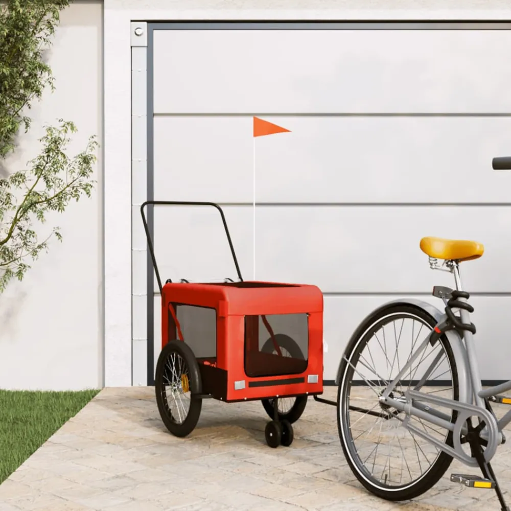 VidaXL Paniers, Transports Et Chatières | - Remorque de vélo pour animaux de compagnie orange et noir