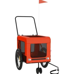 VidaXL Paniers, Transports Et Chatières | - Remorque de vélo pour animaux de compagnie orange et noir