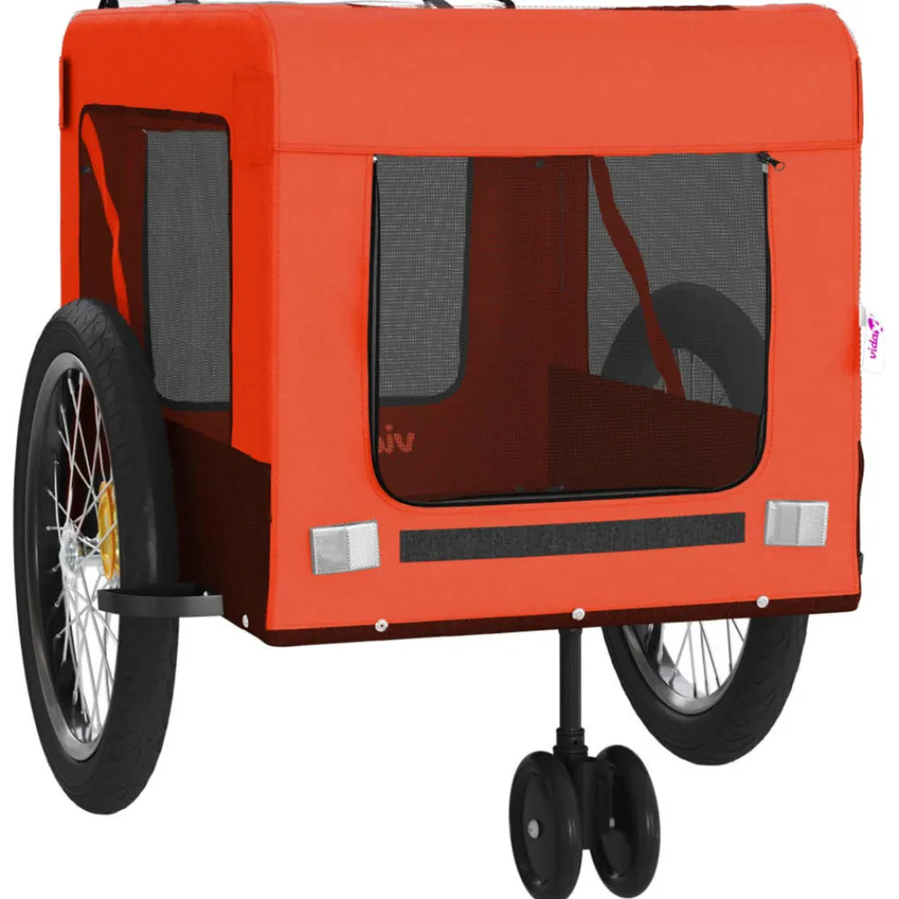 VidaXL Paniers, Transports Et Chatières | - Remorque de vélo pour animaux de compagnie orange et noir