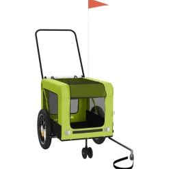 Vidaxl Paniers, Transports Et Chatières | - Remorque de vélo pour animaux de compagnie vert et noir