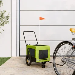 Vidaxl Paniers, Transports Et Chatières | - Remorque de vélo pour animaux de compagnie vert et noir