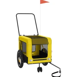 Vidaxl Paniers, Transports Et Chatières | - Remorque de vélo pour animaux de compagnie jaune et noir