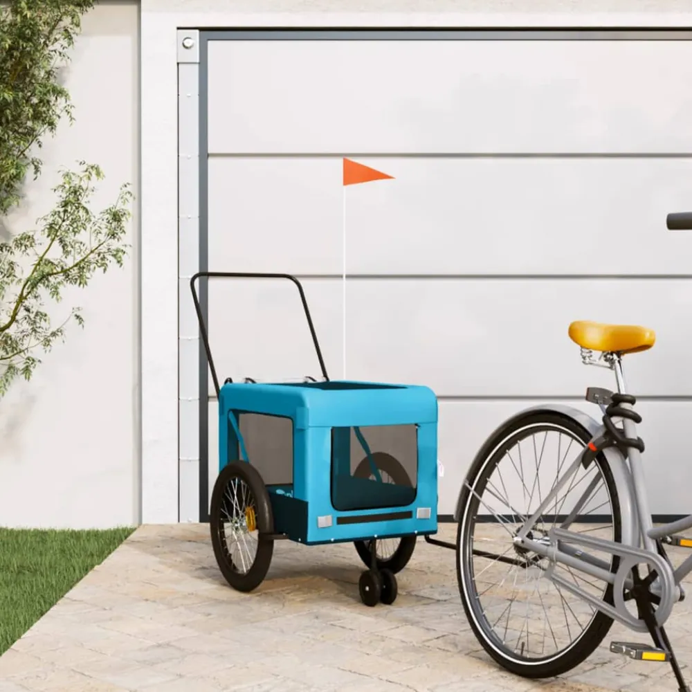 VidaXL Paniers, Transports Et Chatières | - Remorque de vélo pour animaux de compagnie bleu et noir