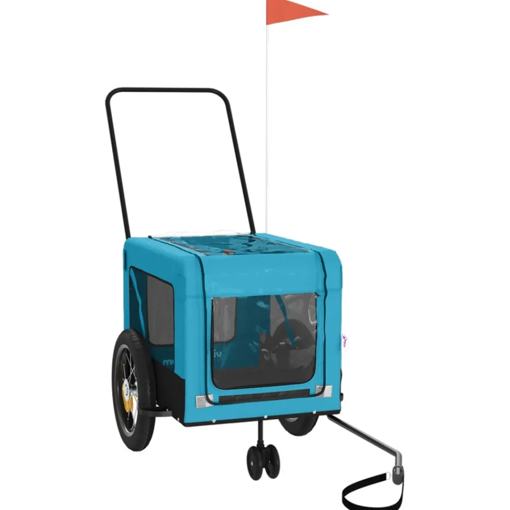 VidaXL Paniers, Transports Et Chatières | - Remorque de vélo pour animaux de compagnie bleu et noir