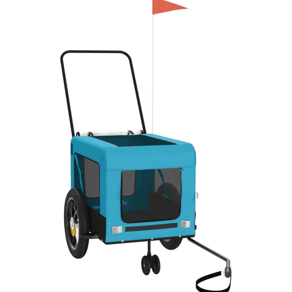 VidaXL Paniers, Transports Et Chatières | - Remorque de vélo pour animaux de compagnie bleu et noir