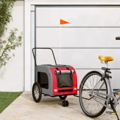 Vidaxl - Remorque de vélo pour animaux de compagnie rouge et gris Discount