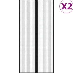 VidaXL - Rideaux de porte anti-insectes 2 pcs et aimants noir 220x110 cm