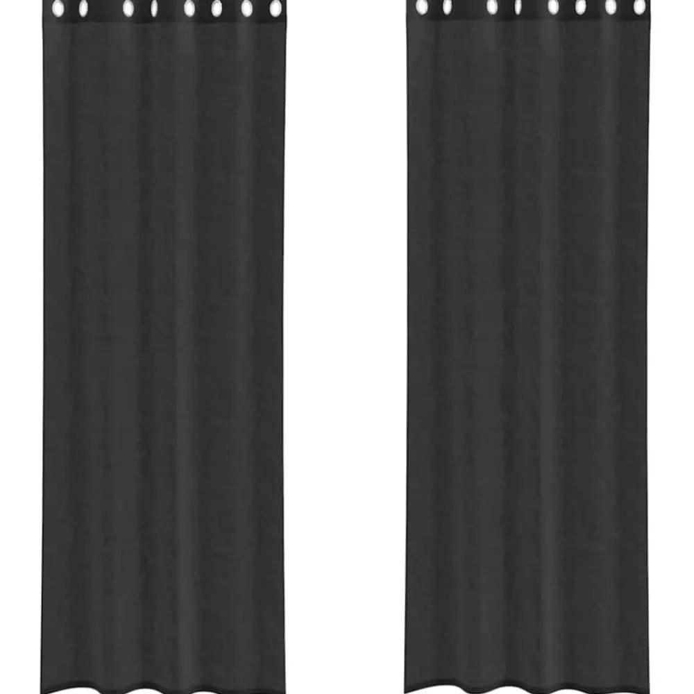 Vidaxl Objets De Décoration | - Rideaux en voile avec œillets 2 pcs noir 140x260 cm