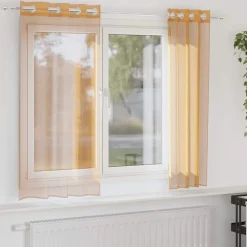 VidaXL Objets De Décoration | - Rideaux en voile avec œillets 2 pcs orange 140x140 cm