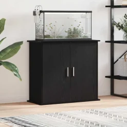 VidaXL Pompes, Filtres, Chauffages Et Accessoires | - Support pour aquarium chêne noir 81x36x73 cm bois d'ingénierie