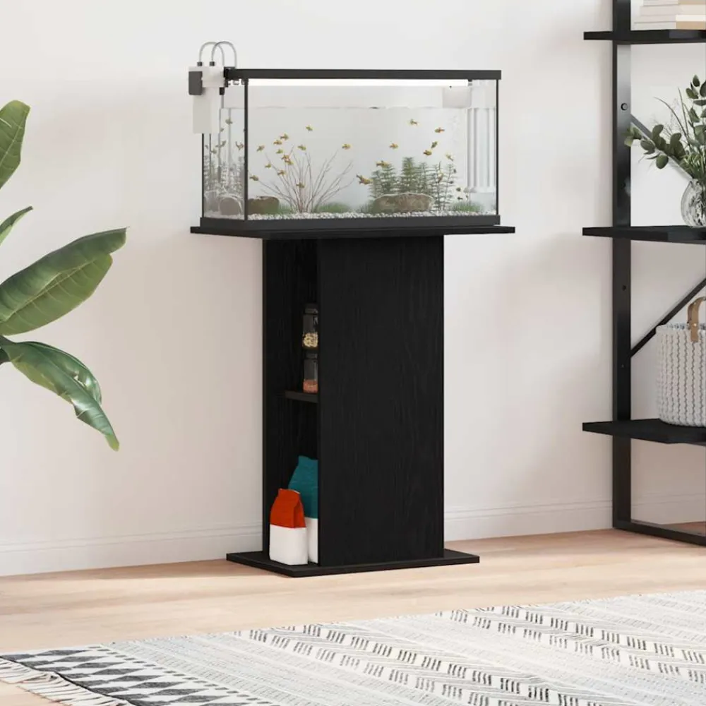 VidaXL Pompes, Filtres, Chauffages Et Accessoires | - Support pour aquarium chêne noir 60,5x36x72,5 cm