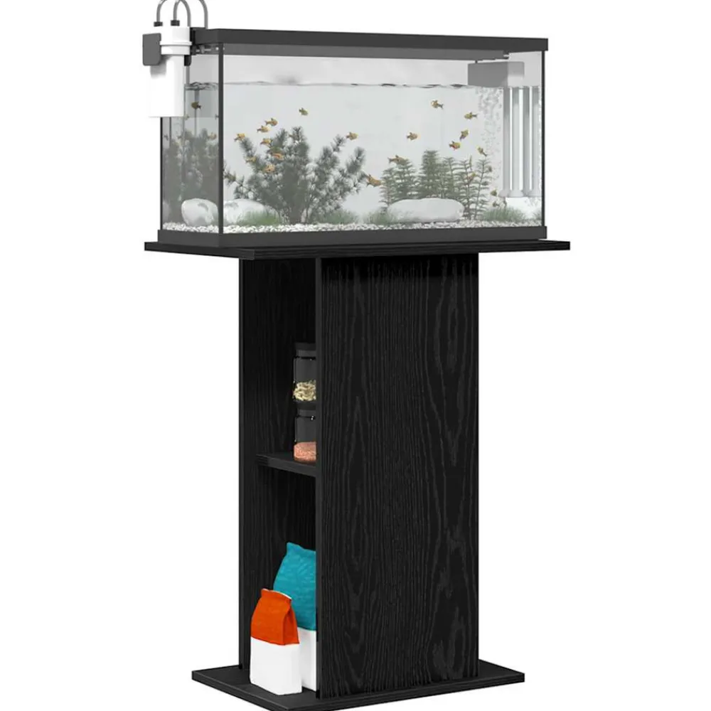 VidaXL Pompes, Filtres, Chauffages Et Accessoires | - Support pour aquarium chêne noir 60,5x36x72,5 cm