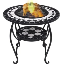 VidaXL Chauffage D’Extérieur | - Table de foyer mosaïque noir et blanc 68 cm céramique