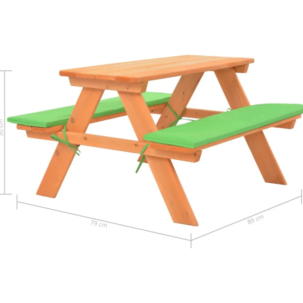 VidaXL - Table de pique nique pour enfants avec bancs 89x79x50 cm sapin New